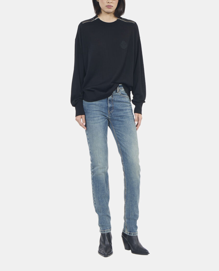 The Kooples FEMME BLACK pull en laine mérinos noir