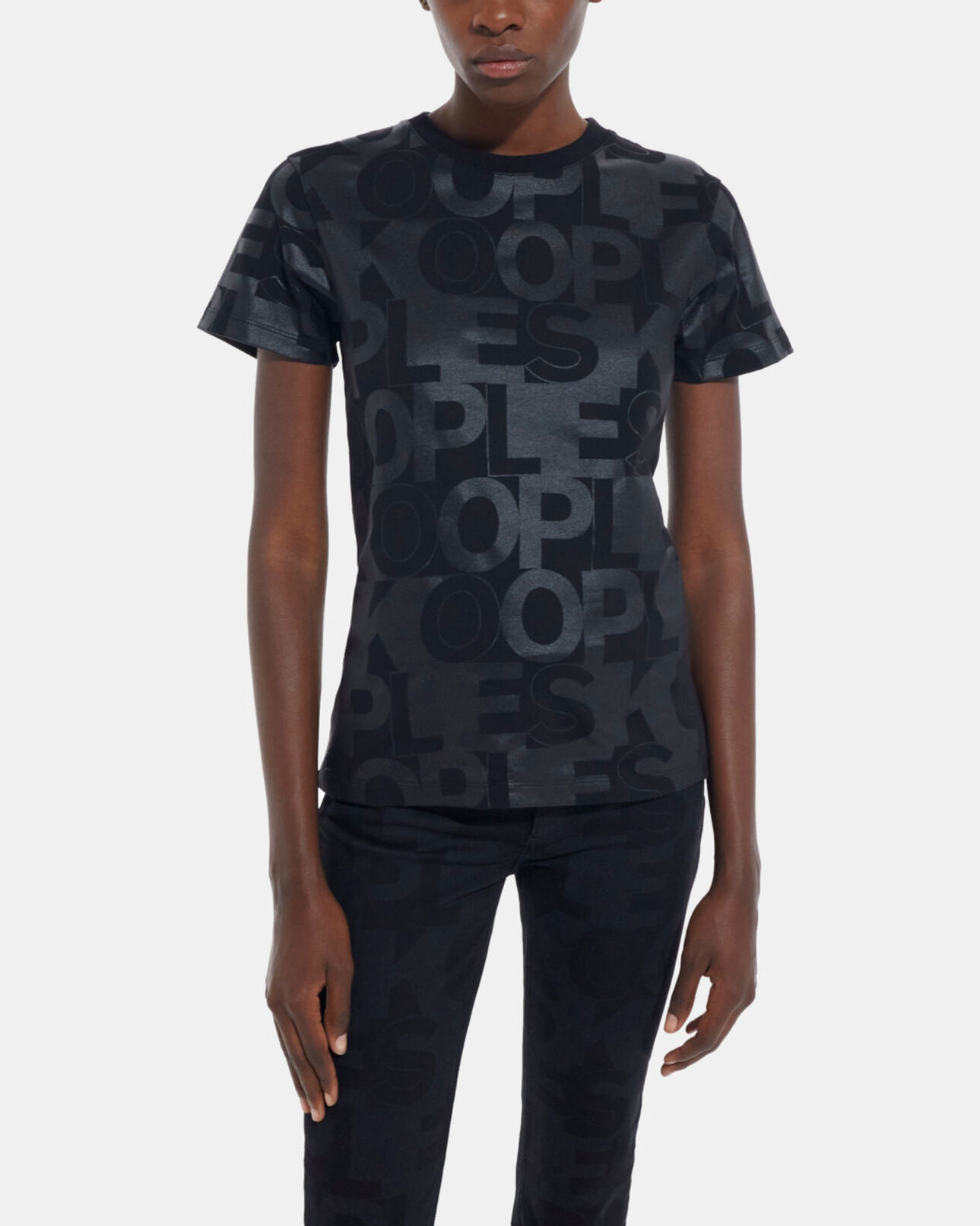 The Kooples DAMEN BLACK t-shirt mit schwarzem the kooples logo