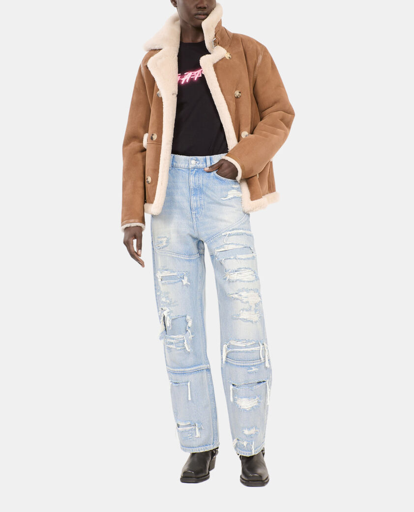 The Kooples FEMME USED RAPIECE jean boyfriend bleu clair