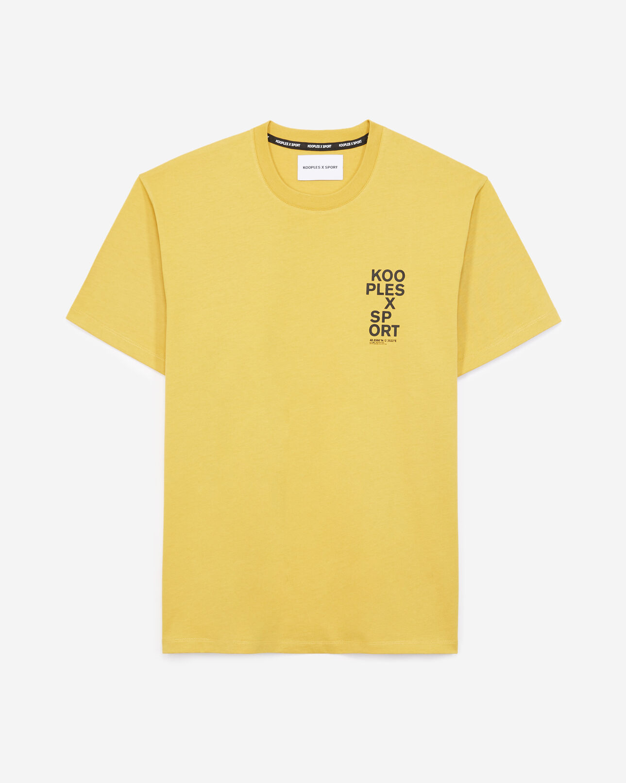 The Kooples MEN YELLOW mustard yellow t-shirt in cotton with logo
