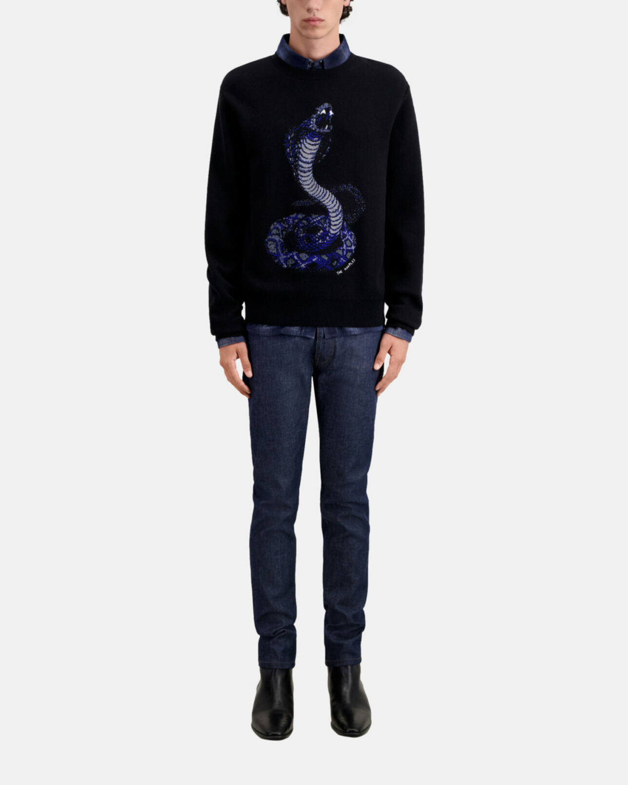 The Kooples HOMME BLACK pull noir cobra en laine mélangée
