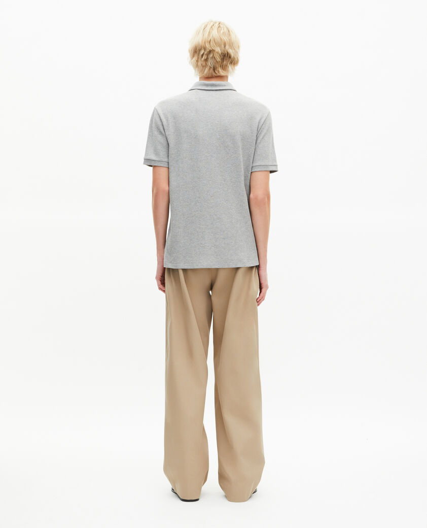 The Kooples H GREY MELANGE honeycomb polo shirt with grey crest