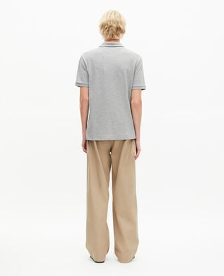 The Kooples H GREY MELANGE honeycomb polo shirt with grey crest