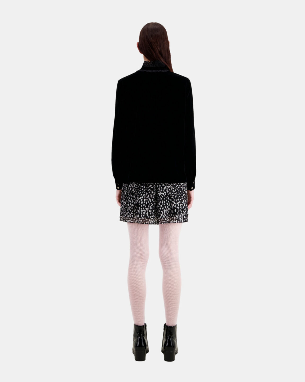 The Kooples WOMEN BLACK black velvet shirt
