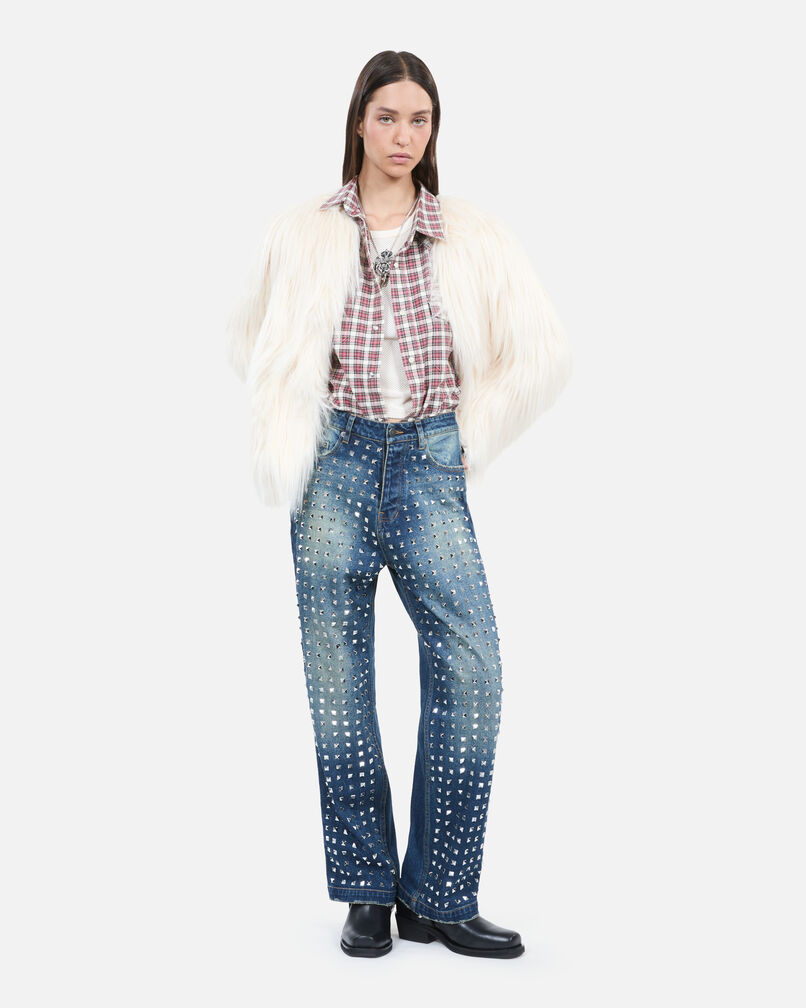 The Kooples F BLUE ELECTRIC blue straight studded jeans