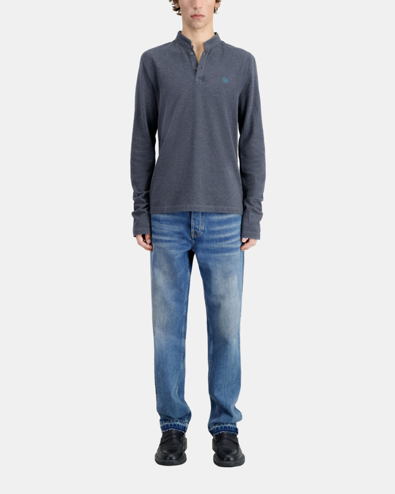 The Kooples HOMME GREY MELANGE polo gris en coton