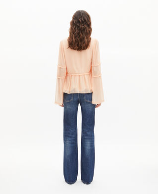 The Kooples FEMME NUDE POUDRE top avec volants p&ecirc;che