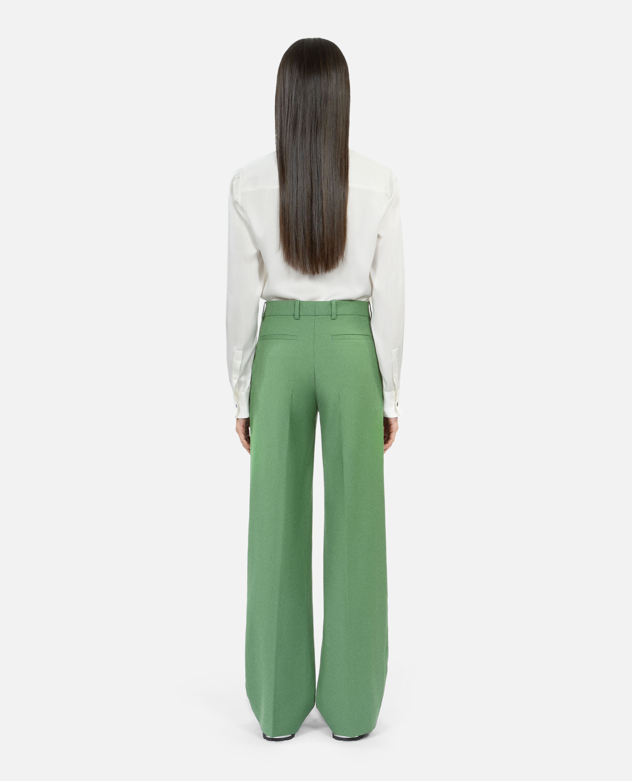 Green wool suit trousers, LIGHT KAKI, hi-res image number null