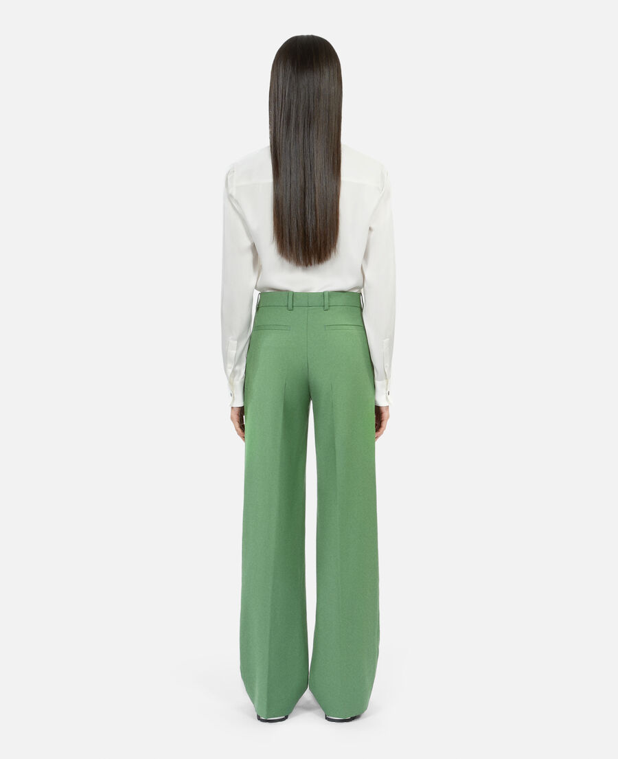 green wool suit trousers