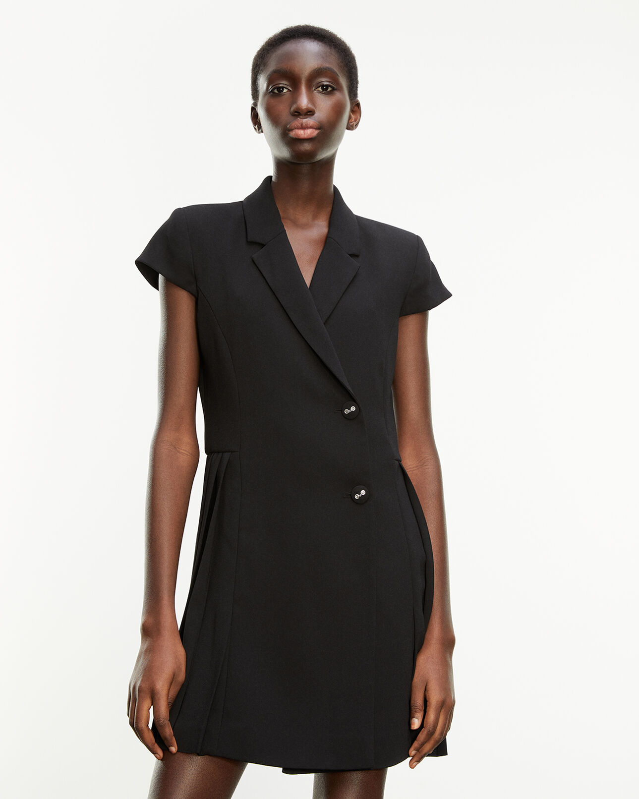 The Kooples WOMEN BLACK sleeveless short black dress with buttons
