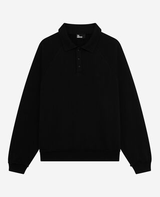 The Kooples H BLACK WASHED black polo-neck sweatshirt