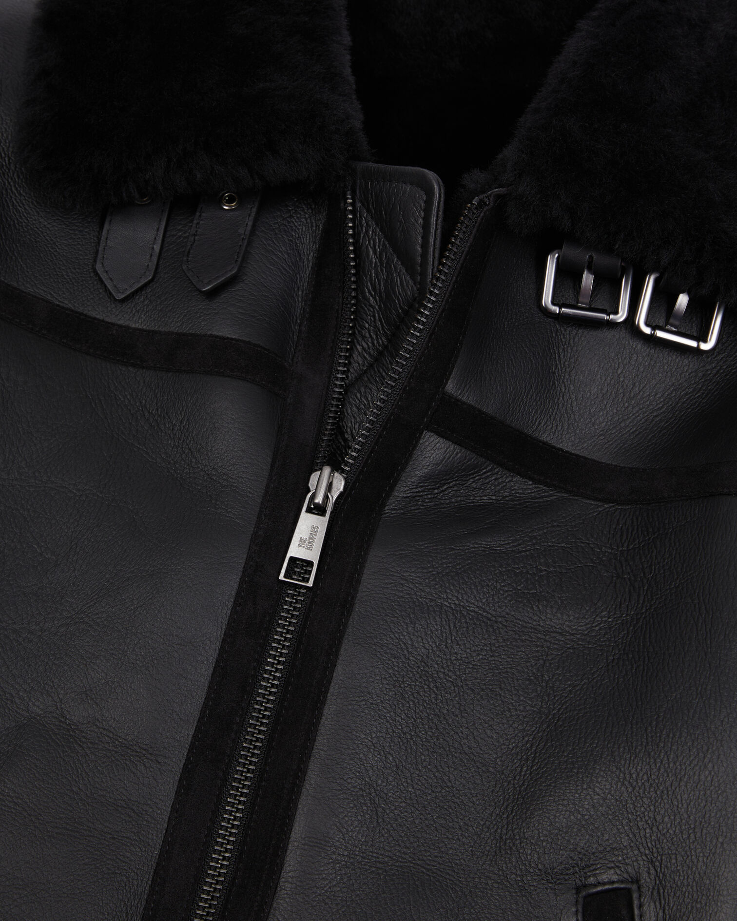 Black shearling jacket, BLACK, hi-res image number null