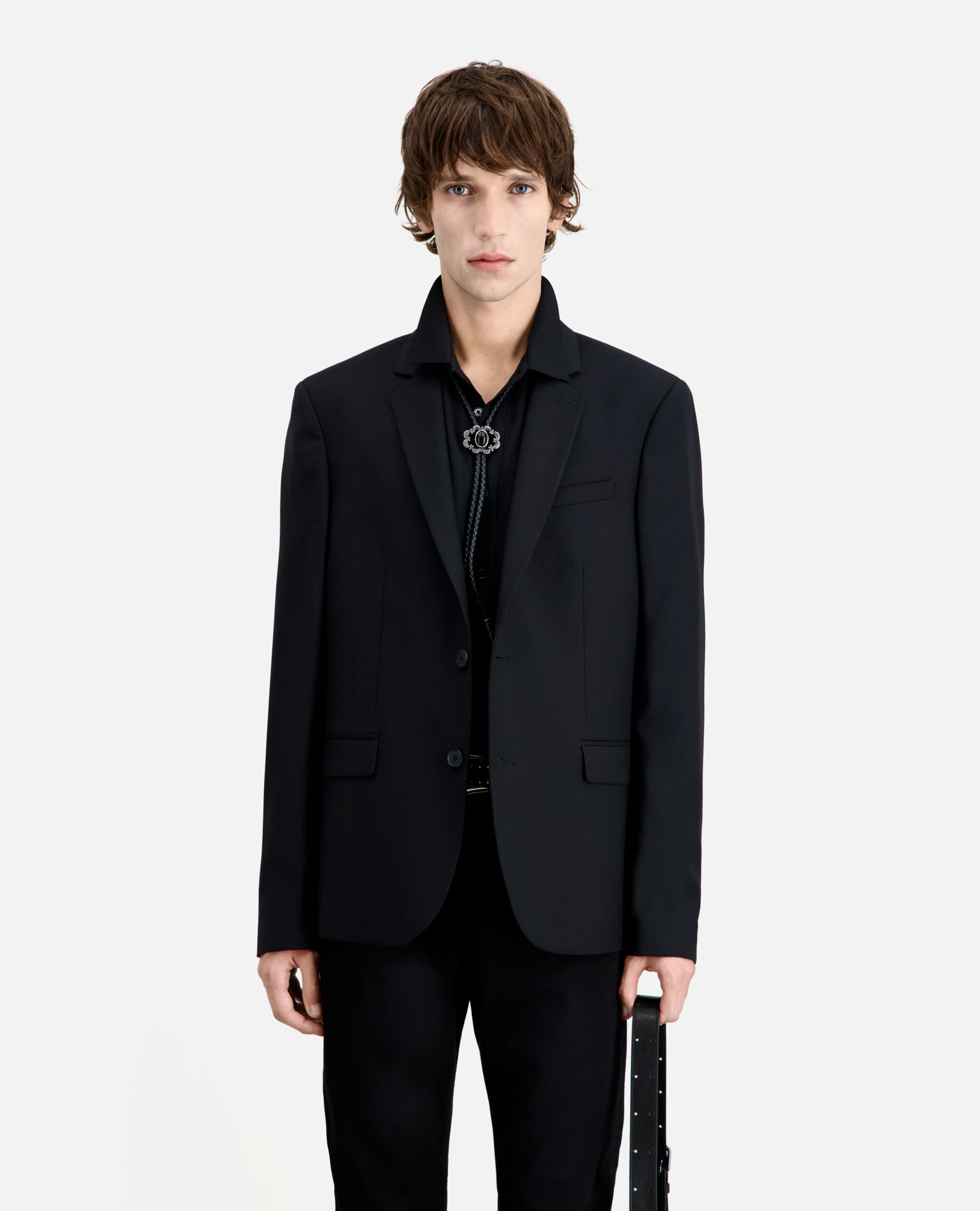 Schwarze Anzugjacke aus Wolle, BLACK, hi-res image number null