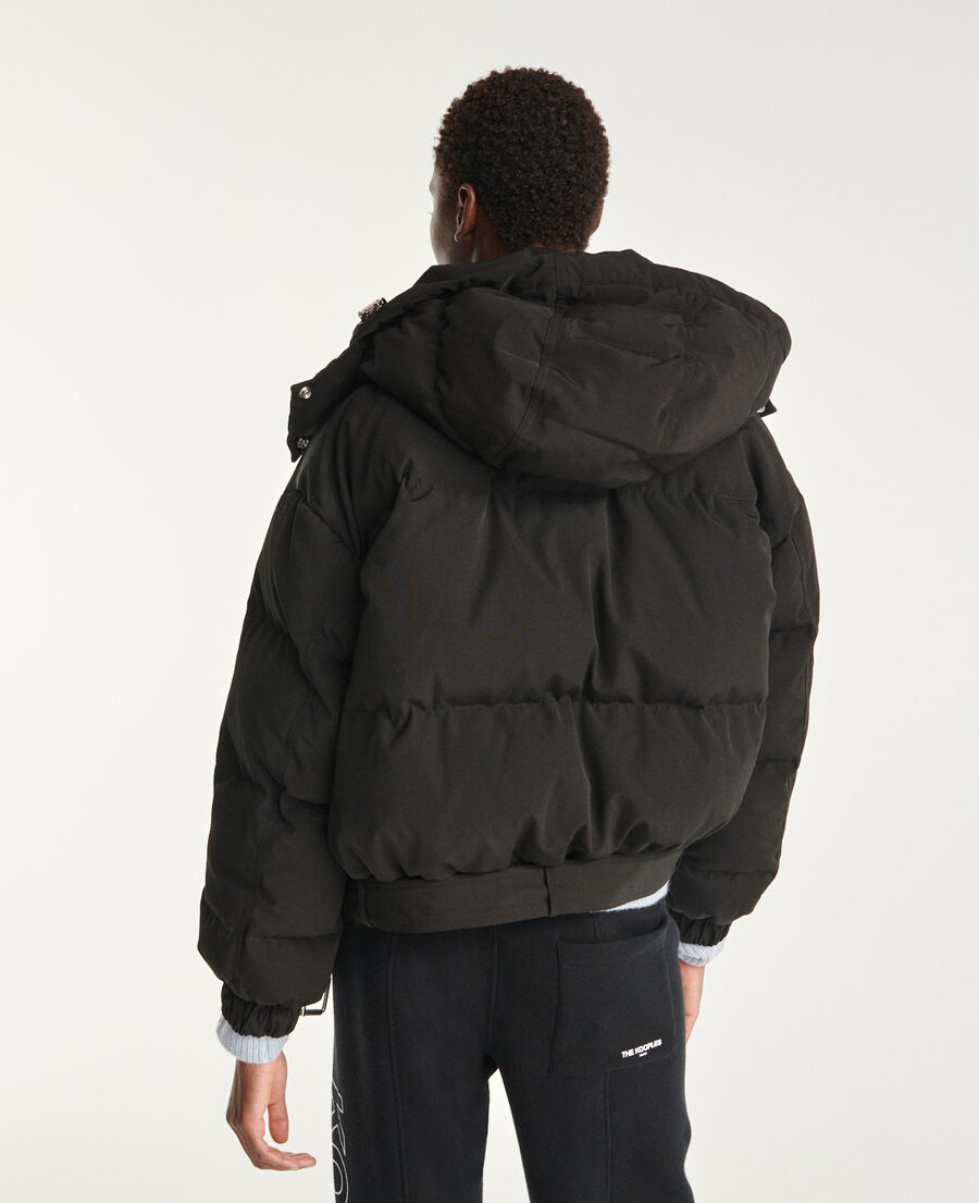 Short black down jacket with hood | The Kooples