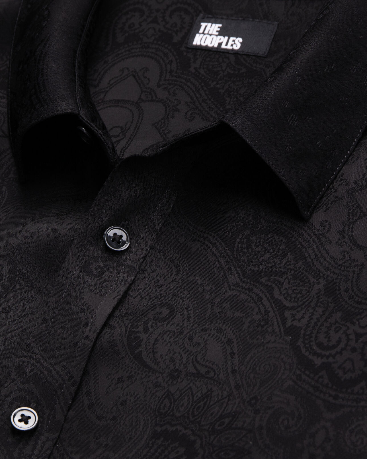 The Kooples HERREN BLACK schwarzes jacquard-hemd mit totenköpfen