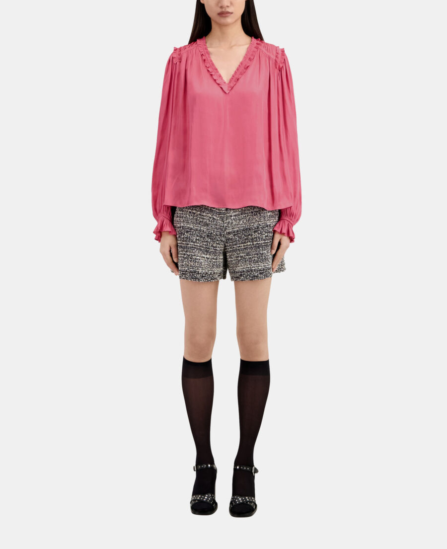 The Kooples FEMME PINK top rose avec fronces