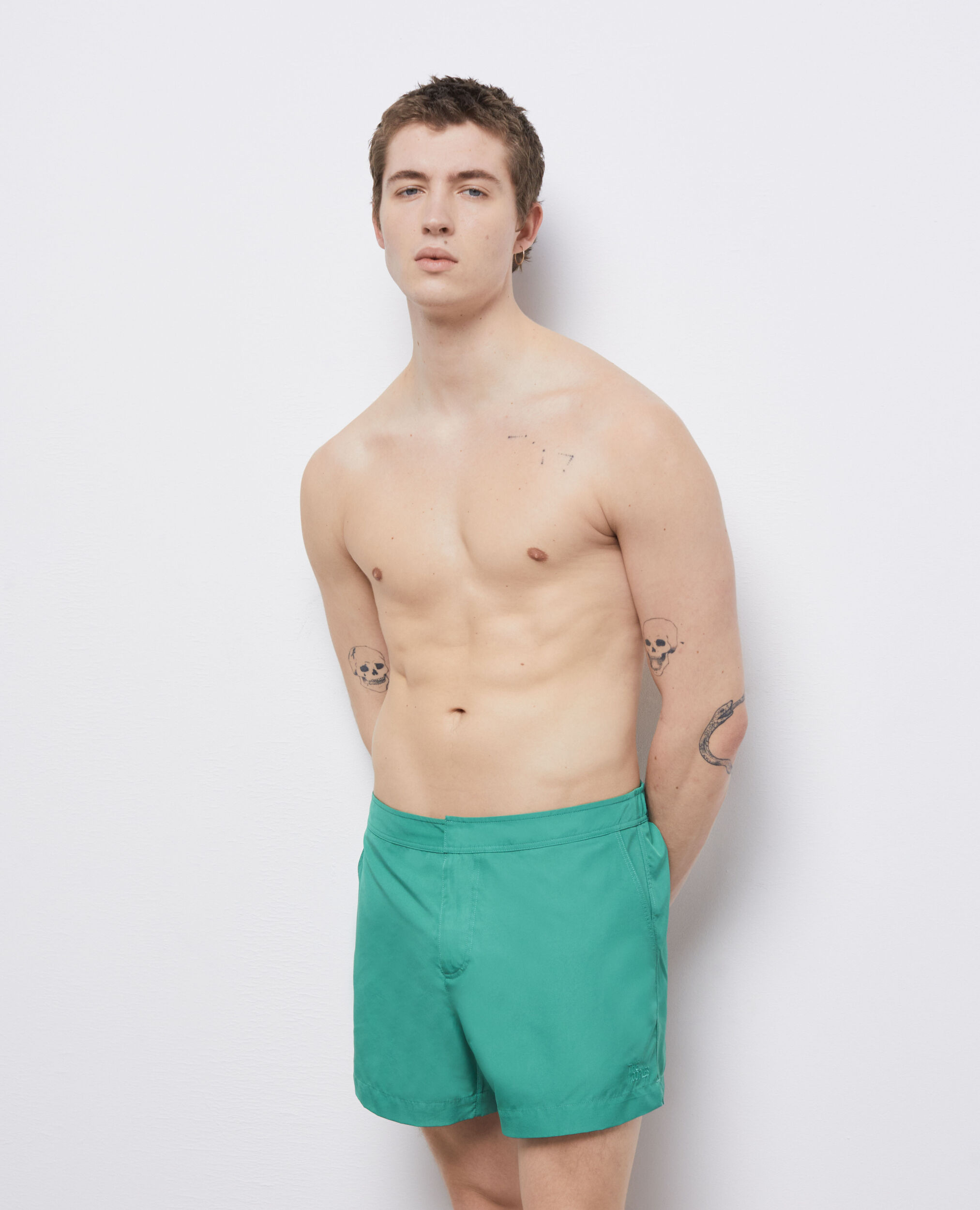 Grüne Badeshorts mit Logo, GREEN, hi-res image number null