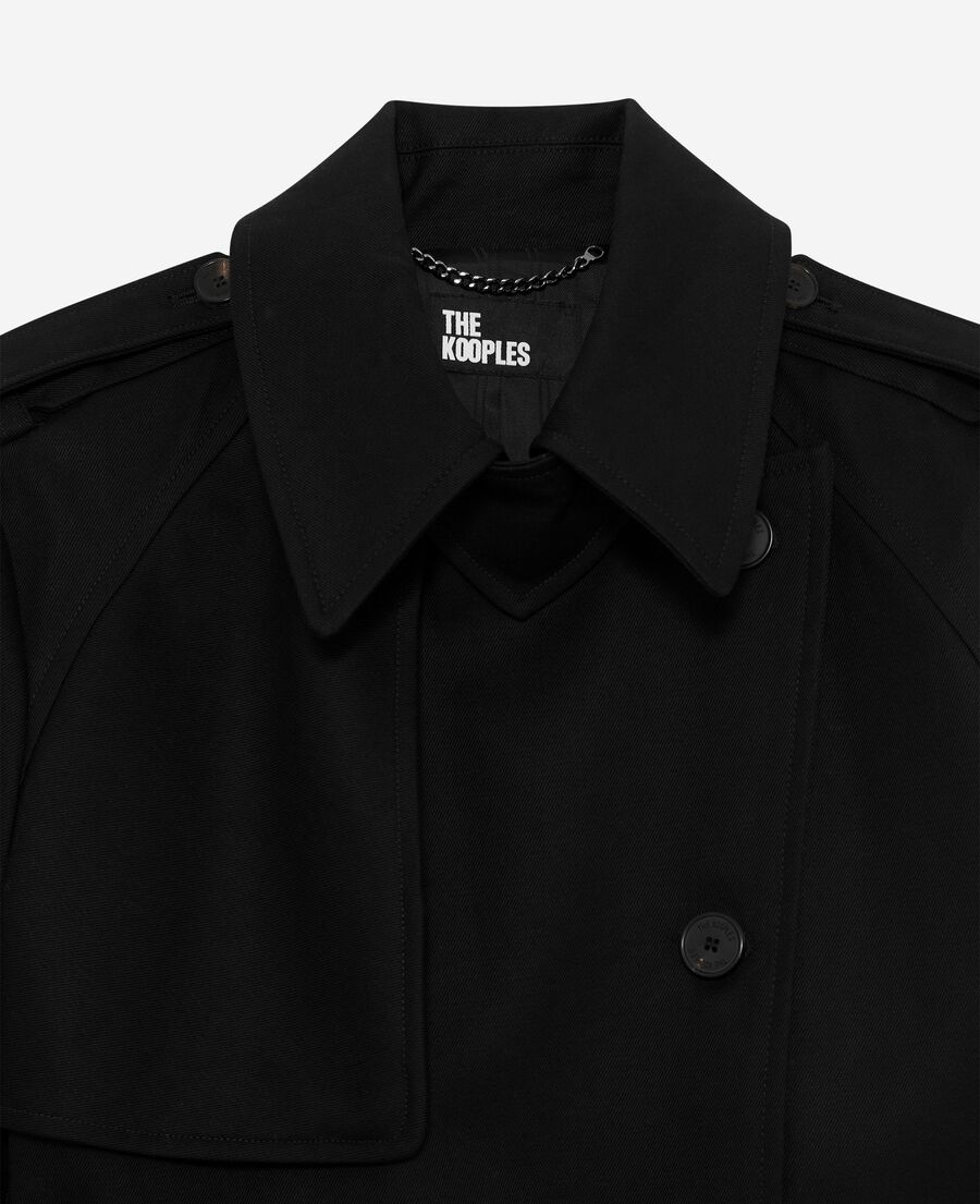 The Kooples WOMEN BLACK long black cotton trench coat