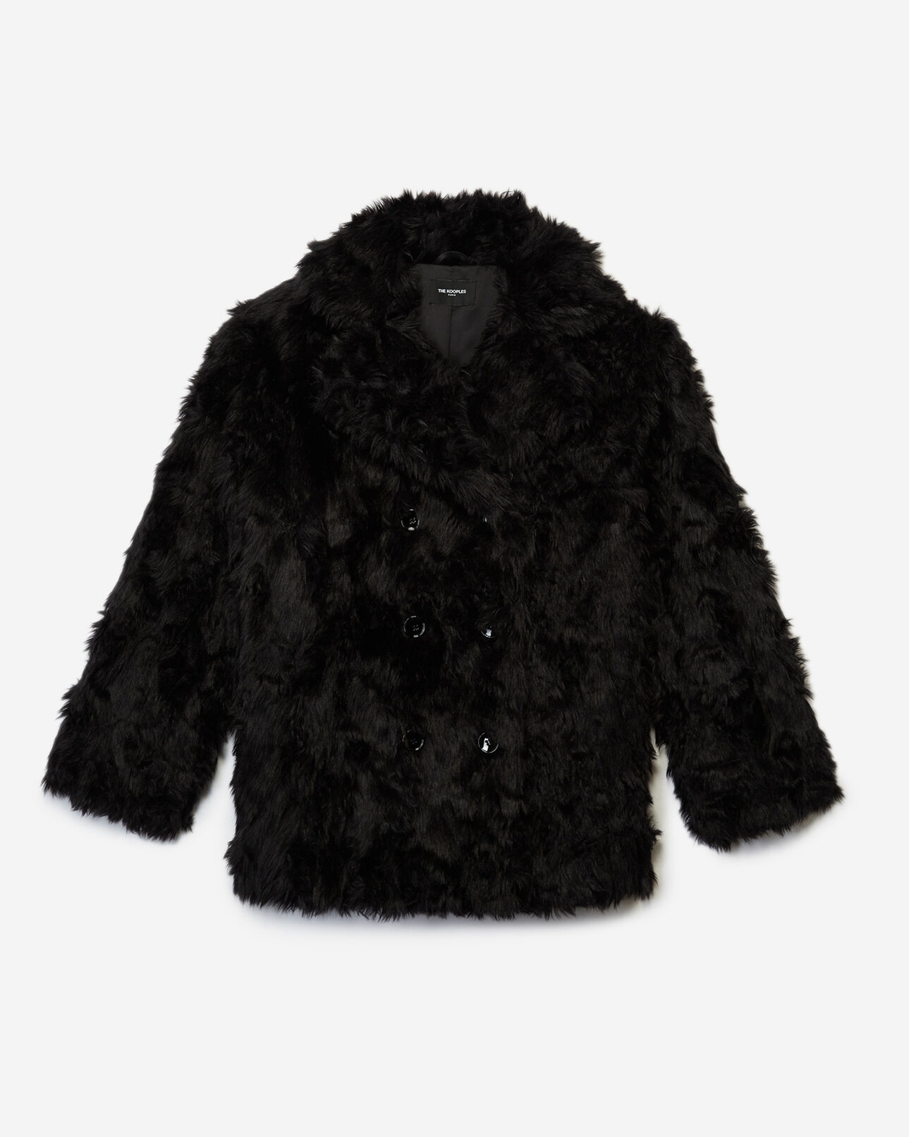 The Kooples MUJER BLACK abrigo fantasía negro de forro efecto piel