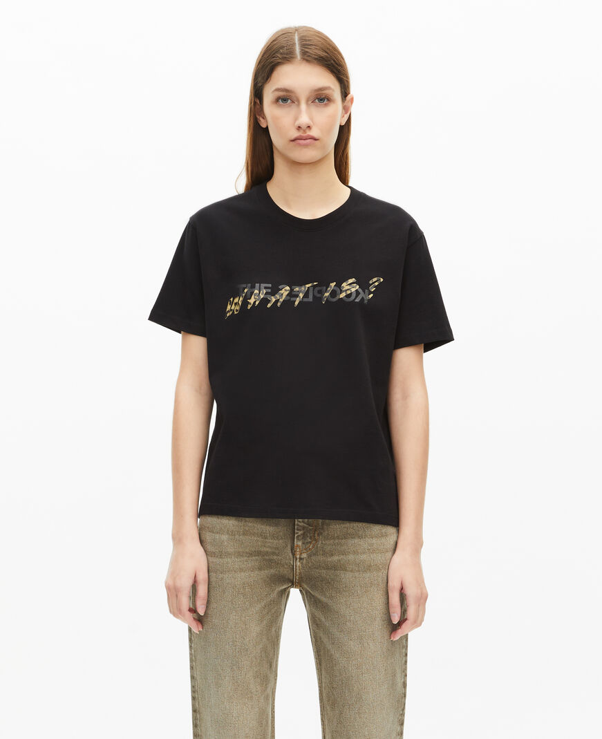 The Kooples WOMEN BLACK what is black and leopard t-shirt