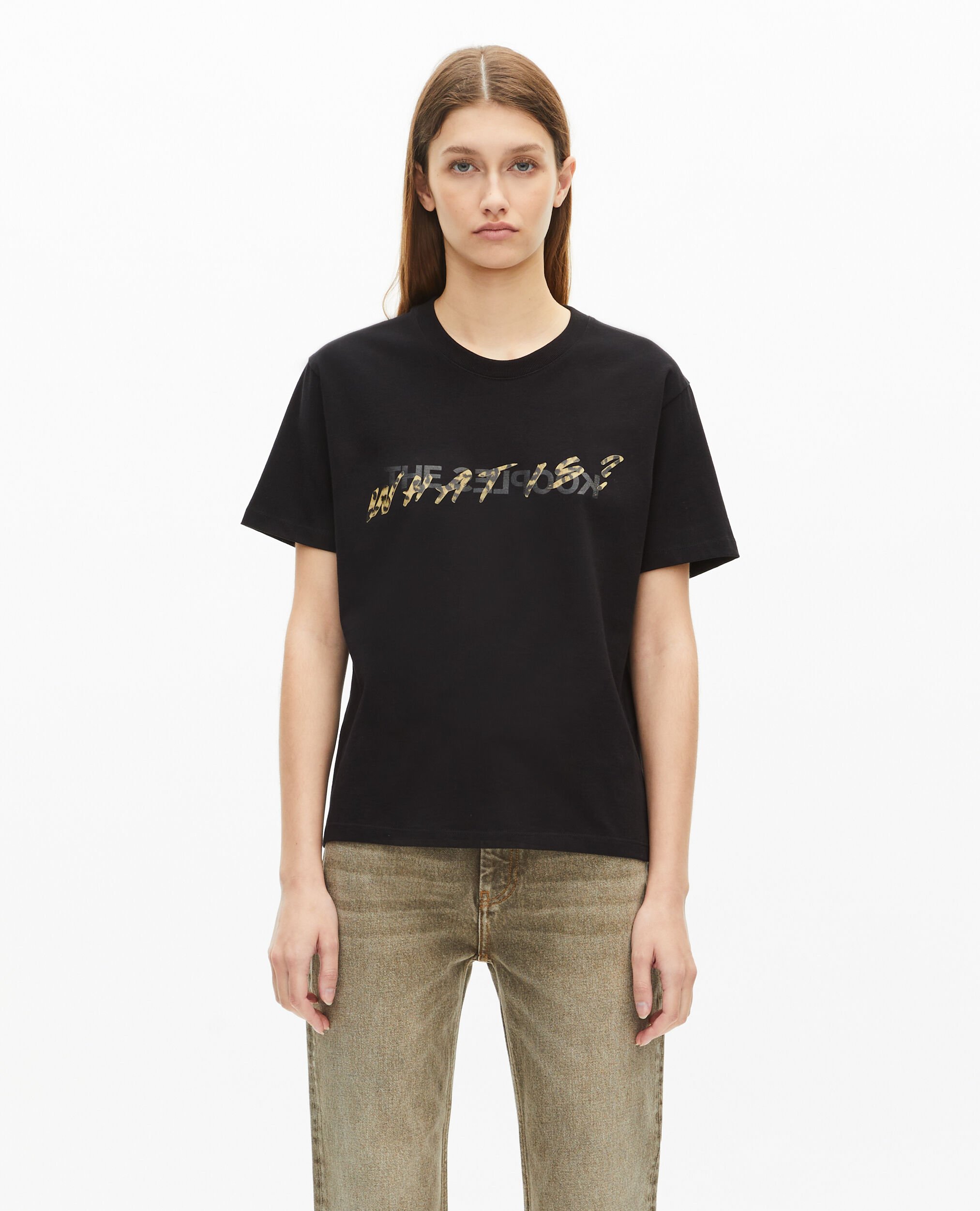 What is black and leopard t-shirt, BLACK, hi-res image number null