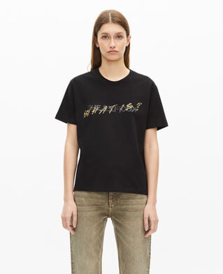 The Kooples WOMEN BLACK what is black and leopard t-shirt