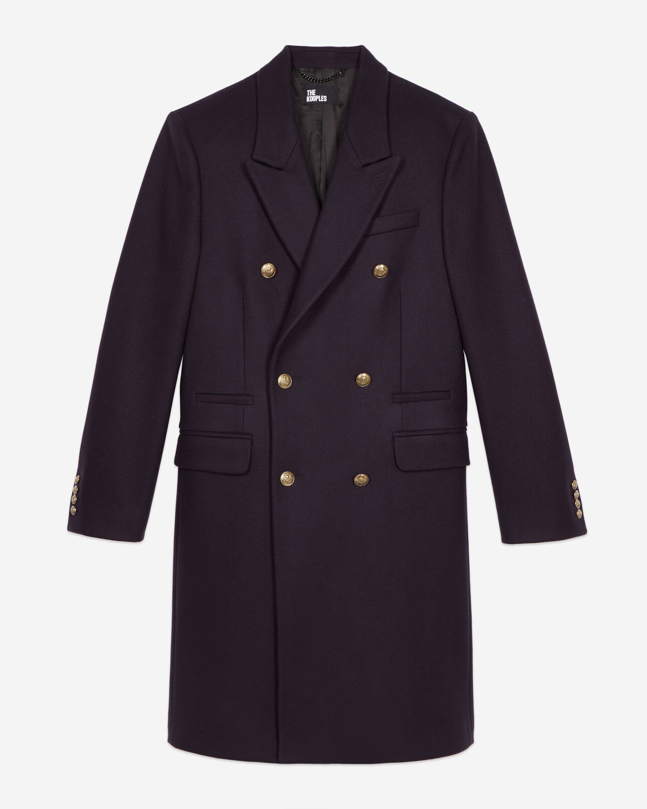 The Kooples HOMME NAVY manteau long en laine mélangée bleu marine