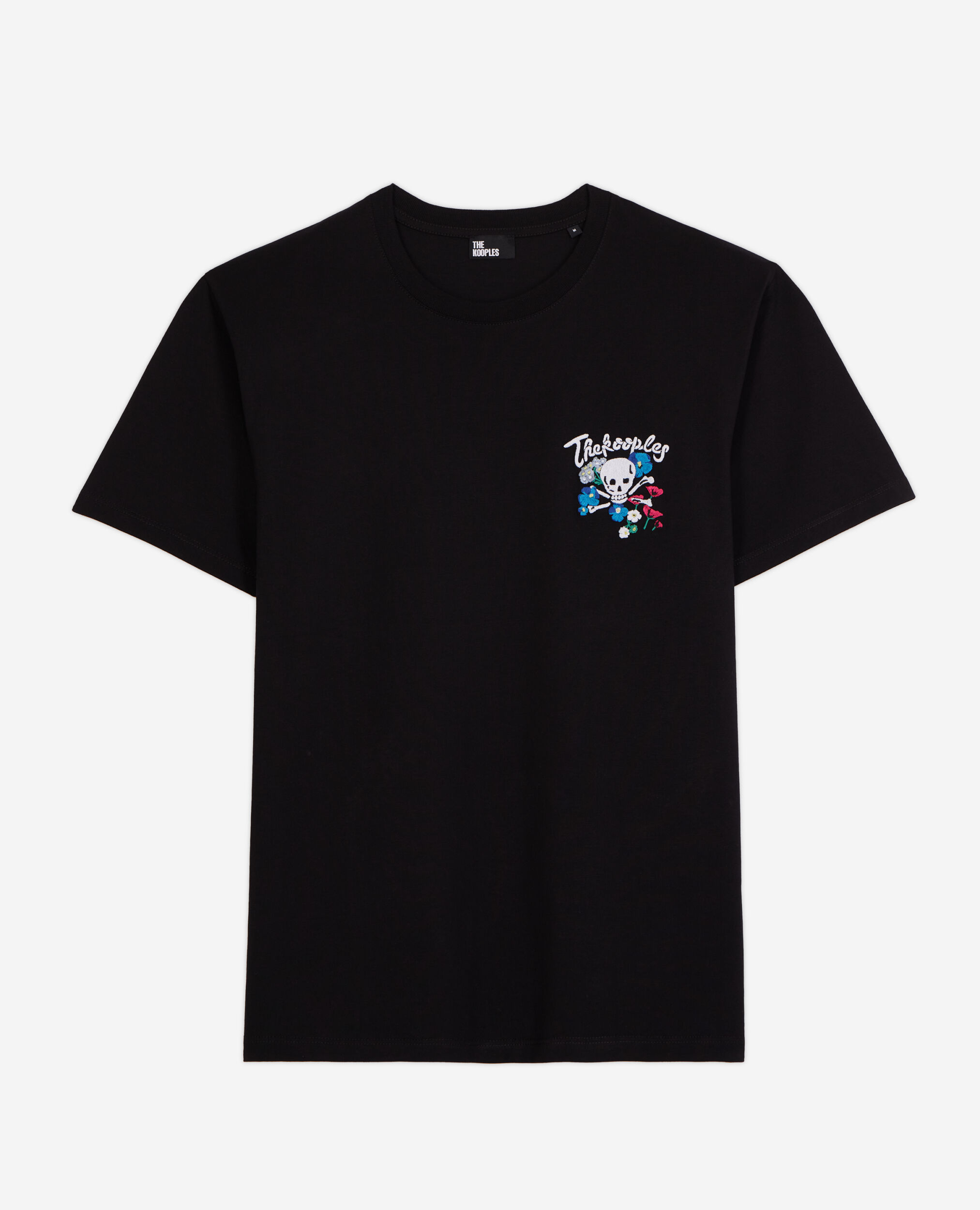 Schwarzes T-Shirt Herren mit Stickerei, BLACK, hi-res image number null