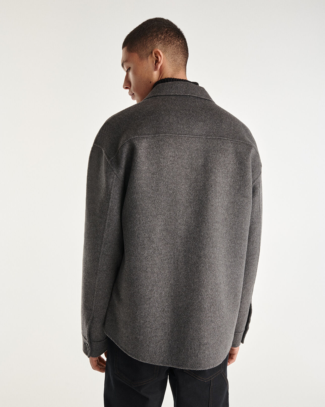The Kooples HERREN GREY wollhemd grau meliert klassischer kragen