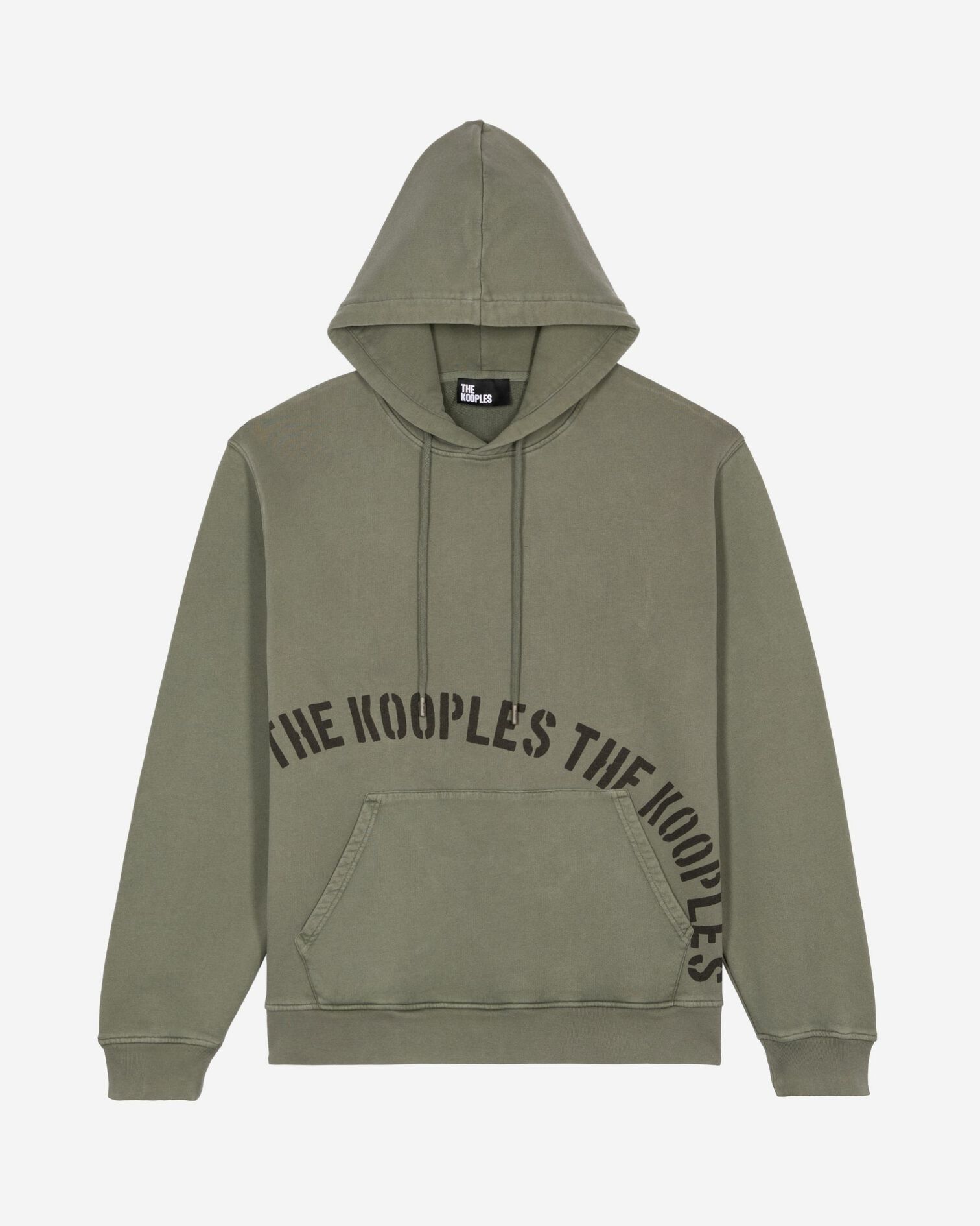 Hooded sweatshirt with khaki screen print, KAKI, hi-res image number null