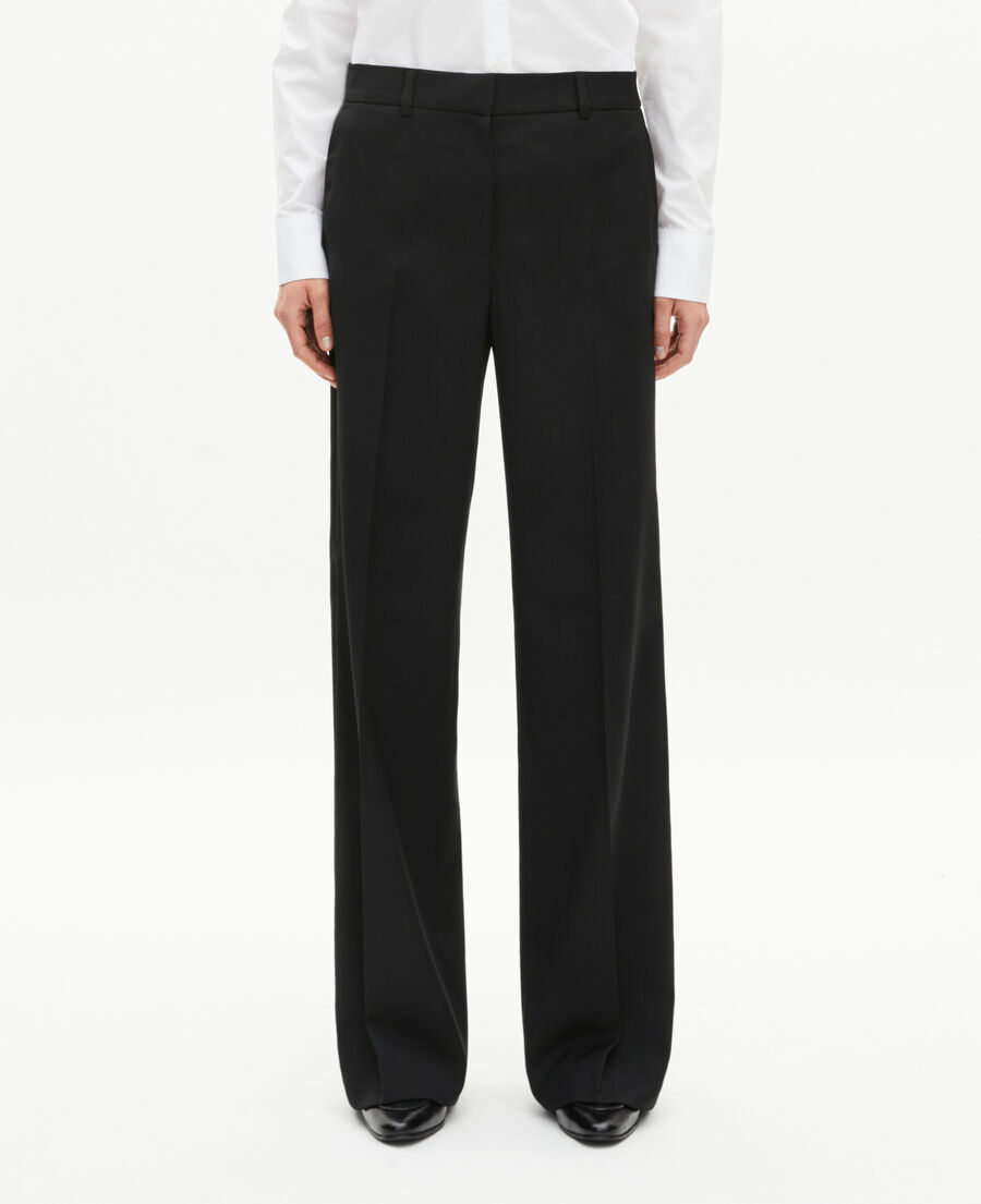 The Kooples FEMME BLACK pantalon large en laine noir