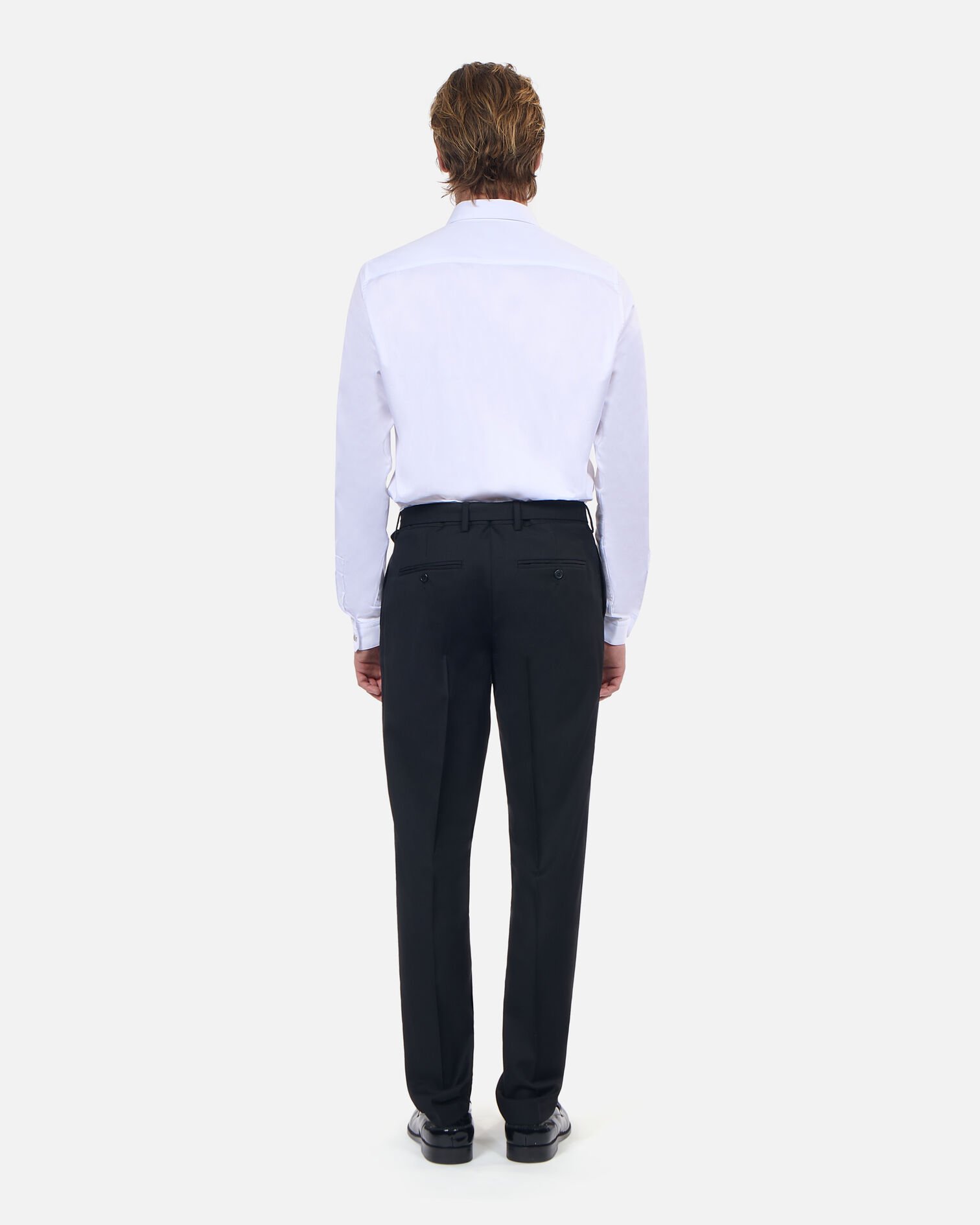 Black wool fitted suit trousers, BLACK, hi-res image number null