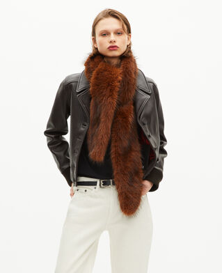 The Kooples FEMME SAFRAN col effet fourrure marron
