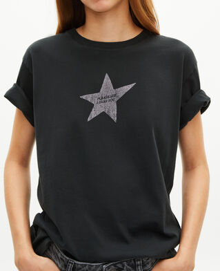 The Kooples FEMME BLACK WASHED t-shirt avec sérigraphie noir