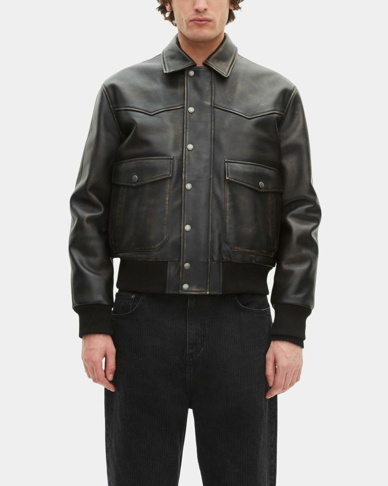 The Kooples HOMBRE DARK BROWN chaqueta piel marrón