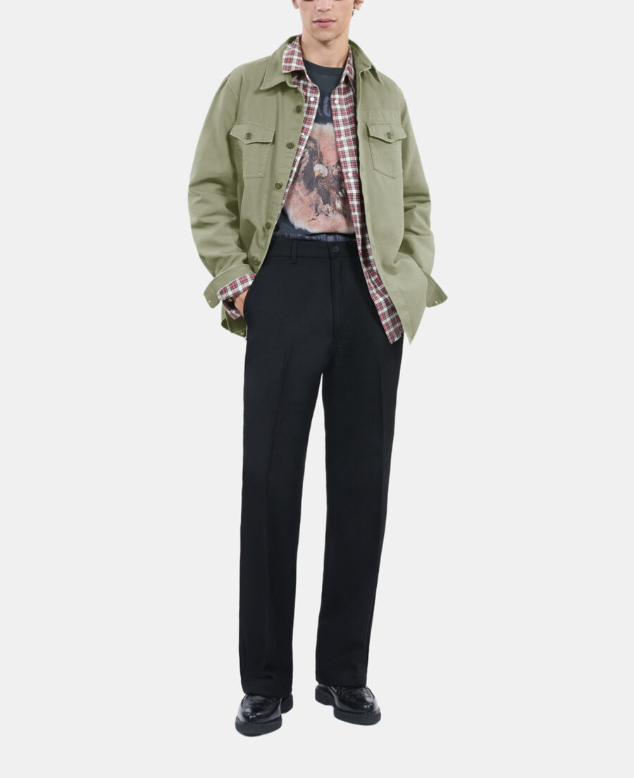 The Kooples HERREN OLIVE khakifarbenes hemd aus denim