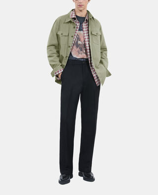 The Kooples HERREN OLIVE khakifarbenes hemd aus denim