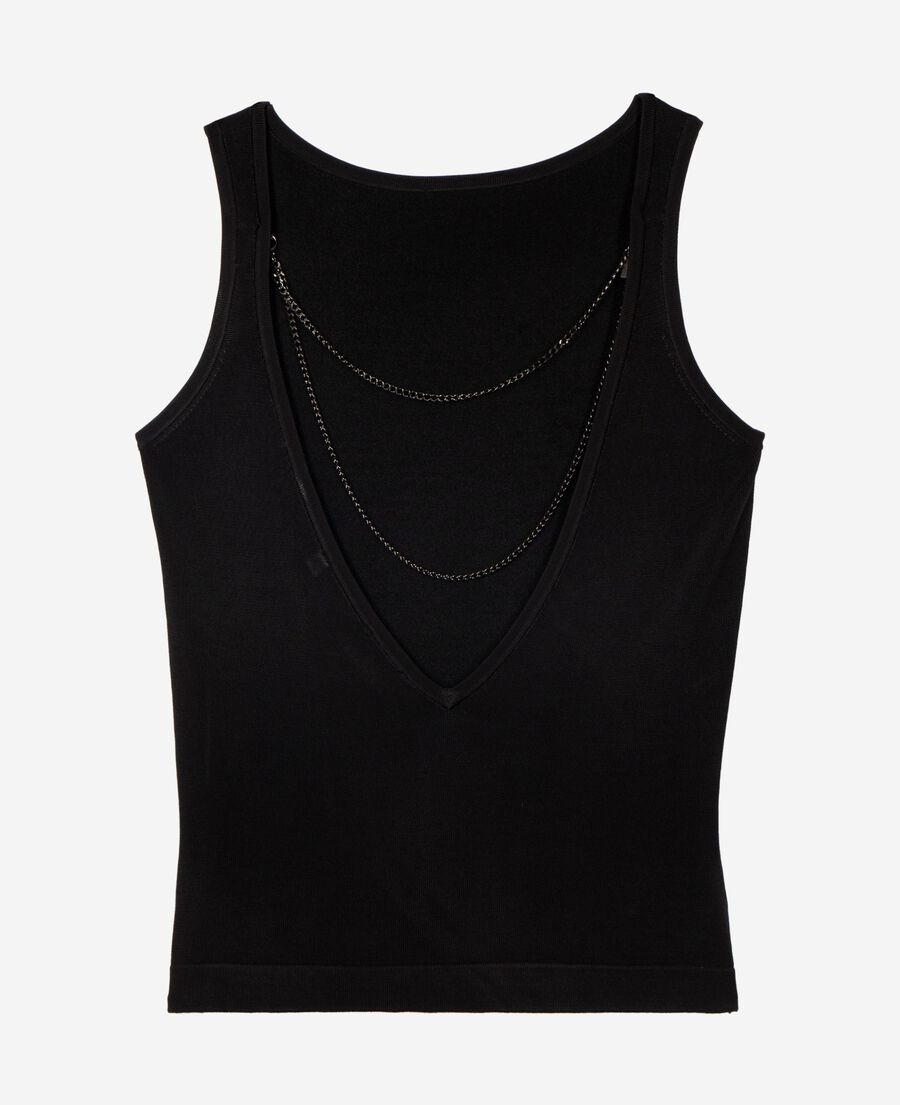 The Kooples WOMEN BLACK mesh top with black chains
