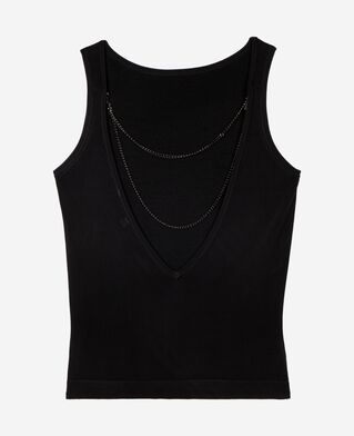 The Kooples WOMEN BLACK mesh top with black chains