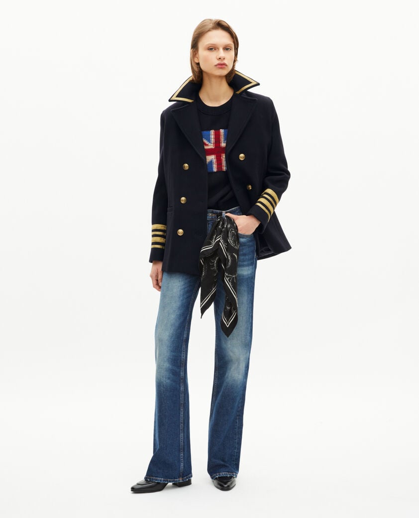 The Kooples FEMME NAVY caban officier en laine marine