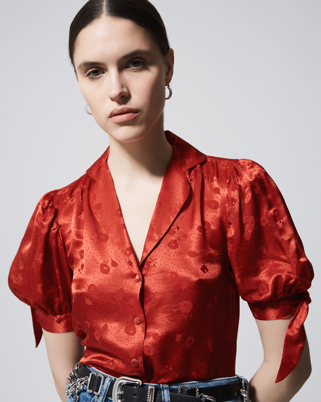 The Kooples DAMEN ROUILLE elegantes hemd mit kurzen ärmeln in orange