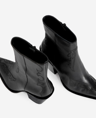 The Kooples WOMEN BLACK black leather heeled ankle boots