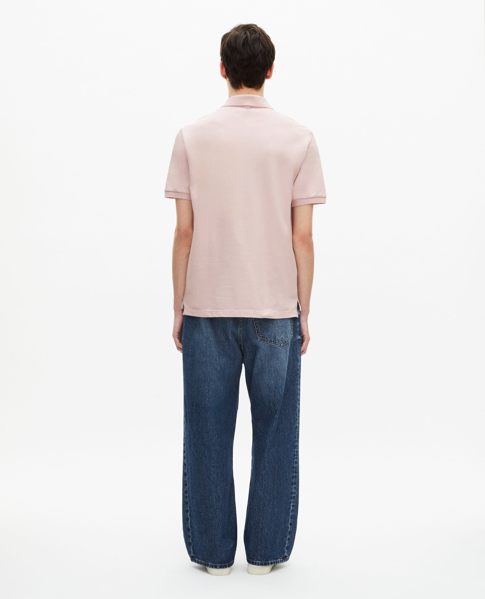Piqué polo with classic pink collar, LILA, hi-res image number null