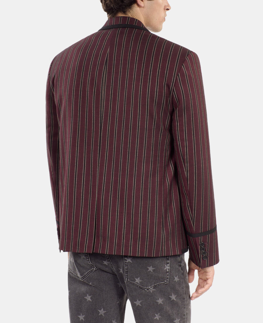 The Kooples HOMME BLACK - RED veste &agrave; rayures en laine m&eacute;lang&eacute;e