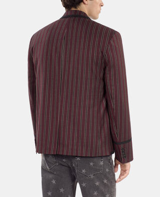 The Kooples HOMME BLACK - RED veste &agrave; rayures en laine m&eacute;lang&eacute;e