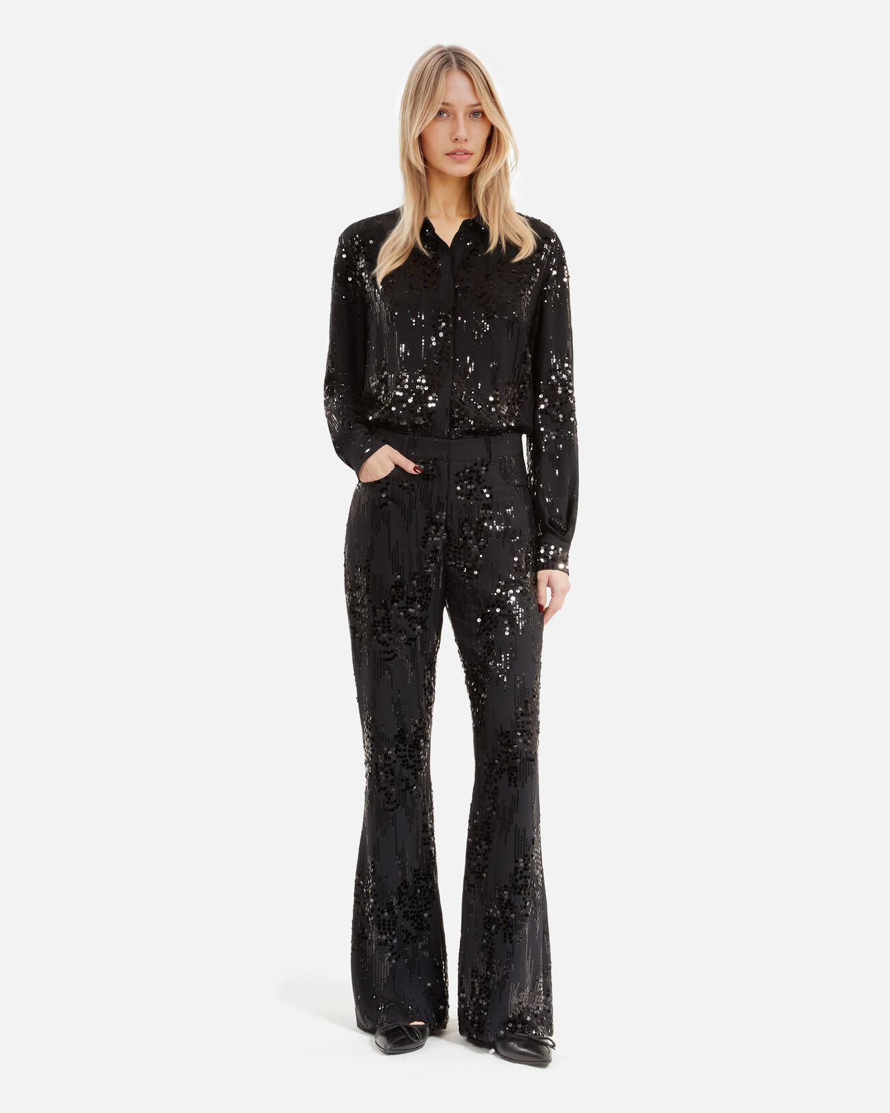 The Kooples DAMEN BLACK schlaghose mit pailletten schwarz