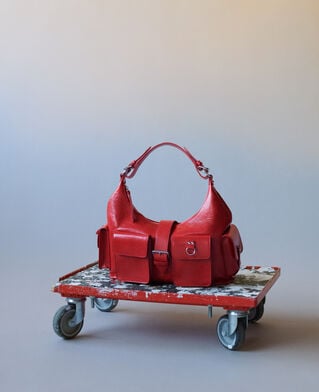 The Kooples WOMEN RED amelia bag in red crackle leather