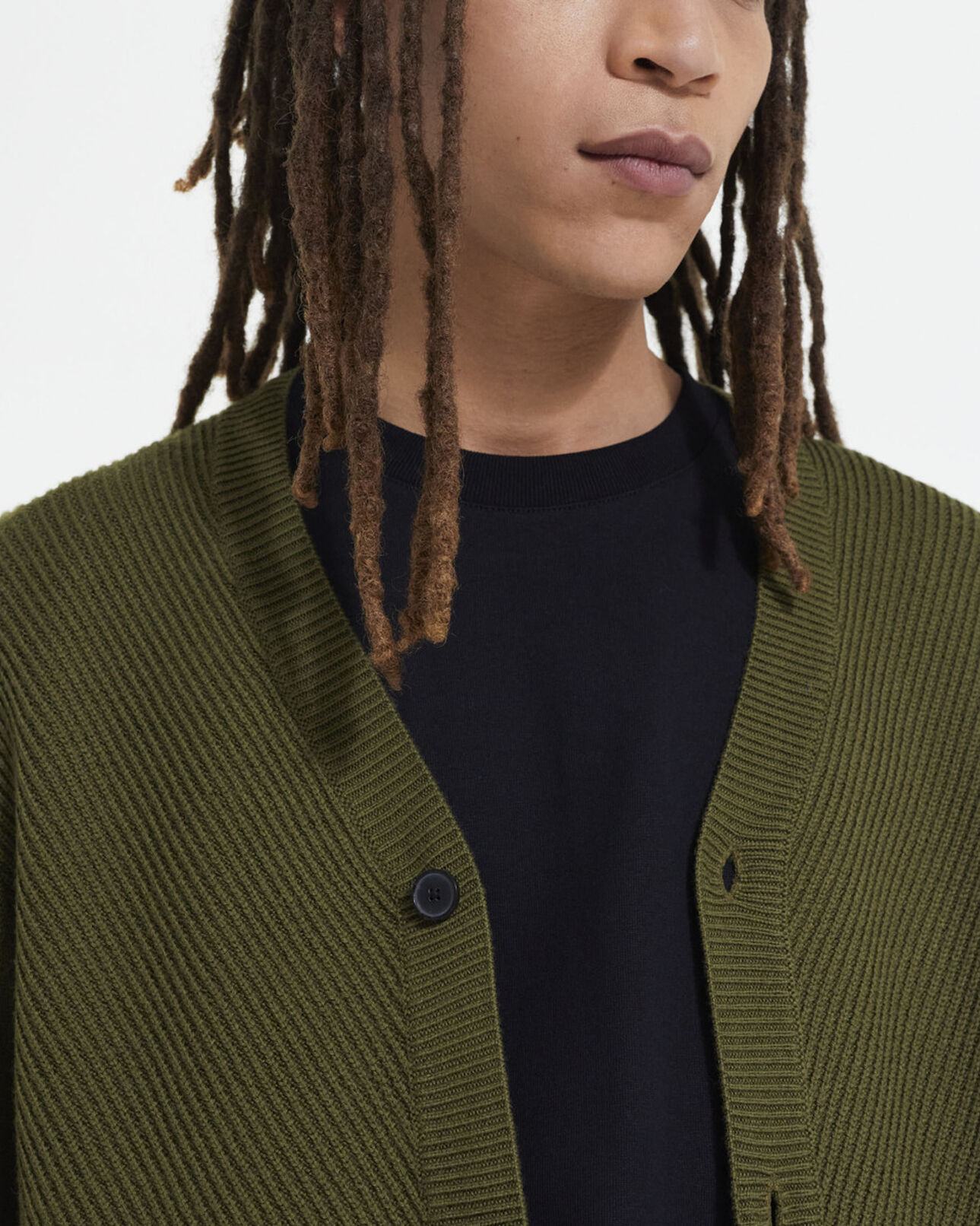 The Kooples MEN KAKI khaki wool cardigan