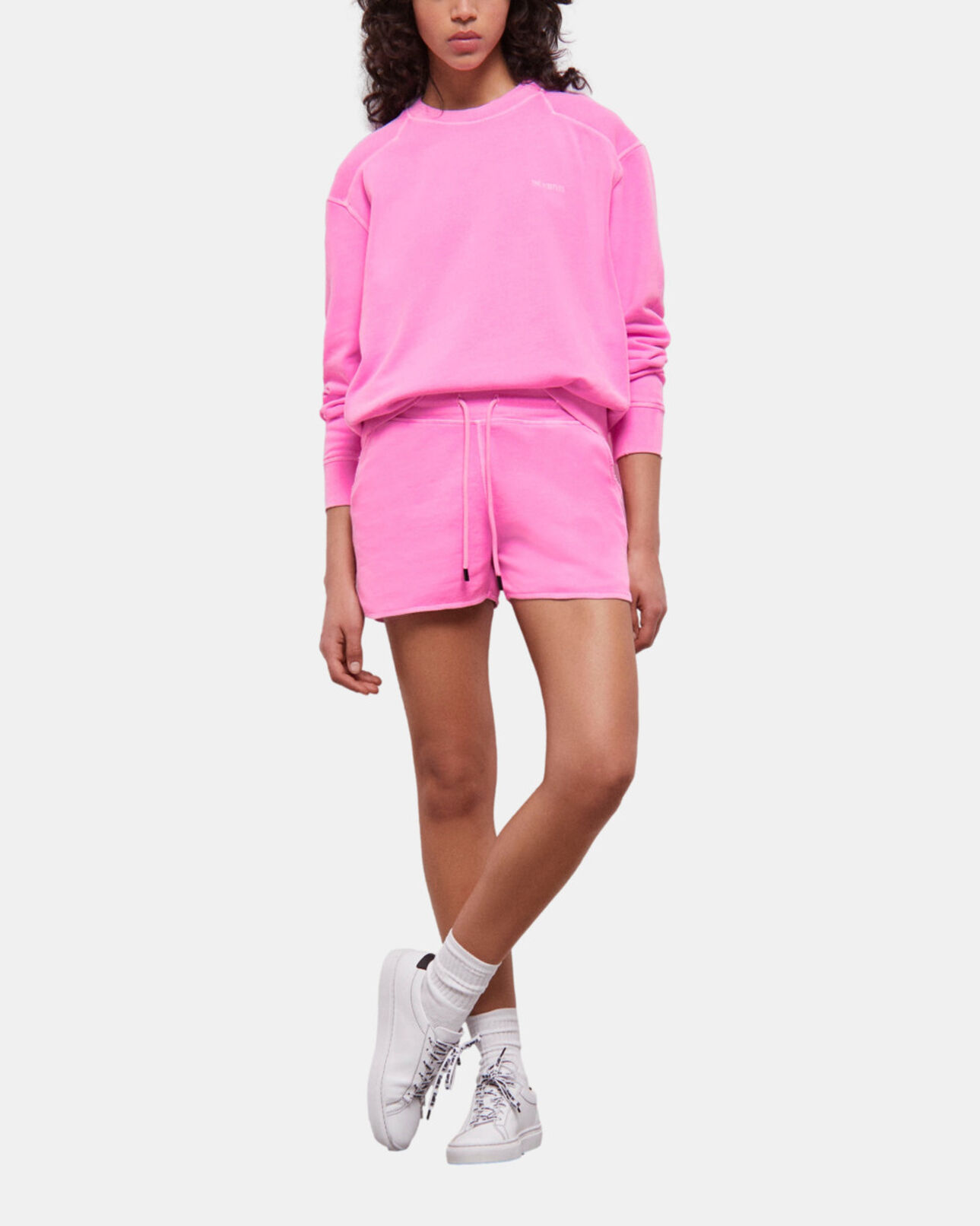 The Kooples FEMME FLUO PINK sweatshirt rose fluo avec logo