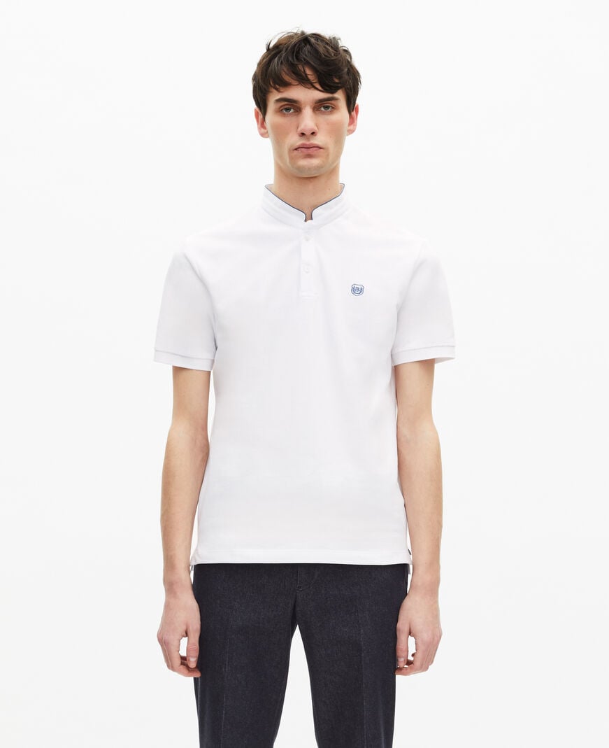 The Kooples HOMBRE WHITE / BLUE camisa polo blanca piqué algodón